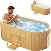 Gelory Vasca da bagno pieghevole per adulti, 2 in 1, bagno di ghiaccio e acqua calda, portatile, autoportante con coperchio, ideale per la casa, per esterni e interni, senza montaggio (120 x 56 x 50