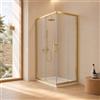 Kiamami Valentina - Box doccia 80x120x190 cm oro spazzolato, cristallo temperato trasparente 6 mm, ante scorrevoli, chiusura magnetica, box doccia scorrevole 80 120, City