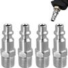 Eddrfy 4 PZ Raccordo Rapido Aria Compressa 1/4 NPT Maschio, Raccordo Americano Filettato per Compressore, Punta del Tubo Pneumatico, Connettore Rapido per Sistema Aria e Strumenti Pneumatici