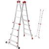 Hailo Scala multifunzione in alluminio M80, 4 x 4 pioli, portata fino a 150 kg, snodi di sicurezza e maniglie di sicurezza, regolabile in altezza su pioli, scala multiuso, antiruggine, colore: argento