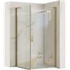 Rea Box Doccia 90x90 Gold Brush Box Doccia senza Piatto Doccia Vetro Temperato di Sicurezza Trasparente 6 mm (Oro) Porta: 90 Parete: 90 cm