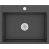 LKJVFCPW Lavello da incasso in acciaio inox, 55 x 44 cm, nero spazzolato, con scarico a forma di X e isolamento acustico