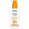 Garnier Hydra 24H Spray Protezione Solare, Per Tutti i Tipi di Pelle, Protezione dai Raggi UV e Idratazione per 24H, Azione Anti-Invecchiamento, Con SPF 50+ e Vitamina E, Ambre Solaire, 150 ml