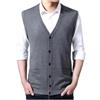 Zanisouta, Pullover da uomo con scollo a V, gilet in maglia slim fit, cardigan senza maniche, gilet in lana con bottoni, maglione in lana, top tank, O grigio., 3XL