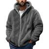 Zanisouta Felpa da uomo in pile Teddy, con cappuccio, casual, con cappuccio, invernale, calda, con cappuccio, con chiusura lampo, in morbido pile, oversize, giacca invernale in peluche