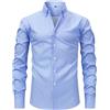 Zanisouta Camicia da uomo a righe, per il tempo libero, da lavoro, a maniche lunghe, con bottoni, vestibilità normale, da uomo, classica, elasticizzata, alla moda, a righe, O azzurro, L