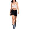 VALENNE Gonna Cargo Donna Nera in Denim Elasticizzato, Minigonna Jeans Vita Alta Aderente con Tasche Stile Y2K Estiva (IT, Testo, M, Regular, Regular, Nero)