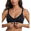 Curyon Reggiseno con Chiusura Frontale Senza Ferretto da Donna Bralette Senza Cuciture con Scollo a V e Chiusura Frontale Push up Senza Cuciture Nero XXL