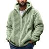 Zanisouta Felpa da uomo in pile Teddy, con cappuccio, casual, con cappuccio, invernale, calda, con cappuccio, con chiusura lampo, in morbido pile, oversize, giacca invernale in peluche