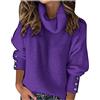Generico Maglie Donna Elegante a Collo Alto Intrecciato Casual Lavorato a Maglia per Autunno e InvernoPullover Maglione Lavorato Maglia