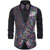 Zanisouta Gilet da uomo con paillette, giacca glitterata, senza maniche, blazer, set con papillon, con scollo a V, giacca da uomo lucida, gilet per carnevale, costume per matrimonio e feste, O Multicolore, M