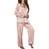 Zanisouta Pigiama da donna in raso, set completo con bottoni, a maniche corte e pantaloni lunghi, con scollo a V, leggero, baggy, camicia da notte traspirante, loungewear, O rosa., L