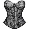 Zanisouta Corsage lingerie oversize corsetto sexy da donna in pizzo floreale tessuto a rete spaghetti con chiusura lampo camisole gotico biancheria intima steampunk, O nero., S