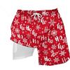 Zanisouta Costume da bagno da uomo di Natale, boxer ad asciugatura rapida, biancheria intima con stampa di renne, mutande natalizie, pantaloncini invernali, costume da Babbo Natale, P rosso., XL