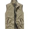 Generisch Gilet da uomo sottile senza maniche primavera gilet da lavoro con molte tasche, estivo, leggero, per il tempo libero, traspirante, ad asciugatura rapida, per attività all'aria aperta, O kaki, M