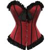 Zanisouta Corsetto da donna in pizzo, corpetto da sposa, biancheria intima con lacci, top in raso, nero, shapewear a petto pieno, taglie forti, top vintage