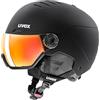 uvex wanted visor, casco da sci robusto unisex, con visiera, regolazione individuale delle dimensioni, black matt, 54-58 cm