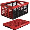 CleverMade CleverCrates - Contenitori pieghevoli da parete, impilabili, in plastica, 45 l, colore: rosso, confezione da 1