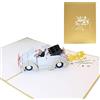 Jinpojun Biglietto pop-up con auto per matrimonio,Biglietto di Matrimonio Pop-Up,regali in denaro per luna di miele,per Valentino, Fidanzamento, Matrimonio, Anniversario