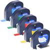 SHUBEIEUMI 5 Pezzi Nastro per Etichette Compatibile con Nastro Dymo Letra Tag 12mm x 4m, Stampa, Compatibile con Etichette Dymo Plastica Etichettatrice 91221(Giallo/Bianco/Rosso/Verde/Blu)