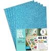 m-office Fogli di Gomma Eva Colorata Glitterata, Gomma Crepla per Scrapbooking, Scuola, Cartoncini Creativi, Lavoretti, Torte Scenografiche, Scuola o Progetti Artistici 40x60cm (Azzurro chiaro, 5uds)