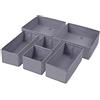 homyfort Set di 6 contenitori pieghevoli per cassettiera, organizer per cassetti, contenitori per biancheria intima, reggiseni, calze, cravatte, sciarpe, set da 6, colore: grigio