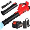 Nexalite Soffiatore a Batteria 21V, con 4.0Ah Batteria,6 Velocità e Display LCD, 218 km/h,2 Ugelli - Soffiatore Foglie Potente per Giardino, Vialetti, Terrazzi, Garage e Pulizia Casa con Animali