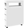 vidaXL Mobile da Bagno Stretto con Ruote Bianco in Truciolato