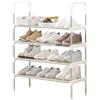 Nydunce Organizer per Scarpe 4 Livelli, Scaffale Portascarpe Salvaspazio Slim, Scarpiera Compatta da Interno/Esterno, Ripiano Multiuso per Ingresso, Corridoio, Armadio - Bianco, 56x26x80 cm