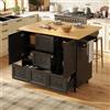 Kebnor Isola da cucina, armadio, credenza, 120 x 73 (45 x 93 cm, carrello da cucina estraibile su ruote con portasciugamani e portaspezie, ripiani regolabili, due ante, cinque cassetti (nero)