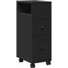 vidaXL Mobile da Bagno Stretto con Ruote Nero in Truciolato