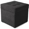Velora Home&Living VELORA H&L Pouf Contenitore 45 x 45 cm Nero - Pouf Imbottito in Tessuto con Vano Portaoggetti, Portata fino a 150 kg, per Soggiorno, Camera da Letto e Ingresso