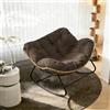 TWSOUL Sedia a dondolo da giardino, per soggiorno, relax in rattan, con imbottitura, portata fino a 150 kg, per giardino, camera da letto, soggiorno, balcone (marrone, XL)