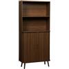 Alice's Garden Libreria in Legno scanalato con 2 Ante scorrevoli a 4 Livelli Noce - 80x45x180 cm