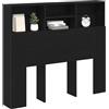vidaXL Testata del letto Rovere Nero Legno ingegnerizzato | Finitura in legno naturale per un tocco di eleganza, Scaffali incorporati per tenere tutto in ordine,