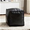 Louis Donné Pouf per pouf non imbottito, 17,7, quadrato, pouf ottomano, per soluzioni di stoccaggio, poggiapiedi in pelle impermeabile, per poggiapiedi (nero)