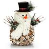 com-four® Pupazzo di Neve Taglia M, Figura Decorativa Invernale con Corpo a Forma di pigna, amorevoli Dettagli Natalizi, splendide Decorazioni da tavola (Bianco-Glitter - M)