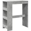 vidaXL Tavolo Bar con Rastrelliera Grigio 90x40x103,5 cm Multistrato