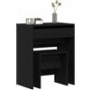 vidaXL Tavolo da Trucco 2 pz Rovere nero 60 x 40 x 75 cm