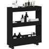 vidaXL Carrello di Stoccaggio Stretto Rovere Nero 60 x 18 x 70 cm, Carrello Cucina Moderno, Design Retangolare, Mobile Spazioso, Organizer Multifunzionale e Pratico