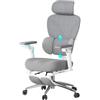 WOLTU Sedia Ergonomica da Ufficio, Sedia da Ufficio Girevole, Grigio+Bianco | Seduta Regolabile in Profondità, Ergonomica, Supporto Lombare, Poggiatesta 3D e Braccioli 6D