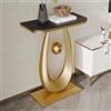 Tqertrtfxa Tavolino da Divano Condo,Tavolo da Veranda in Ardesia,Veranda per Soggiorno,Splendida Struttura Rettangolare in Marmo/Metallo,Tavolo da Veranda in Marmo Nordico(Gold D,40cm/15.7in)