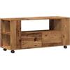 vidaXL Mobile Porta TV con Ruote Legno Antico 102x34,5x43cm Truciolato