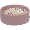 KiddyMoon Fodera con Cerniera per Piscina per Bambini 90X30cm/300 Palline, Erica: Beige Pastello/Giallo Pastello/Bianco/Menta/Rosa Chiaro