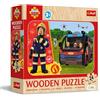 Trefl - Puzzle in Legno: Fireman Sam, Un Fantastico Pompiere - 24 Pezzi, Wooden Puzzle, Motivo Decorativo sul Retro, per Bambini dai 3 anni