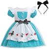 Lito Angels Children's Apparel Lito Angels Vestito Costume Wonder Girl nel paese delle meravigliea con Grembiule Bianco e Cerchietto per Bambina, Taglia 2-3 anni, Turchese