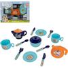 HTI Bluey - Set da tè in plastica | tè pomeridiano | giocattolo Bluey & Bingo | con teiera riutilizzabile, tazze, bollitore, posate e piattini | set gioco di ruolo per bambini | tè per bambini