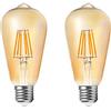 HUAMu Lampadina LED E27 Calda Vintage, Edison Lampadina Retro Stile Incandescente Vite E27, ST64 6W 2700K, Lampadina Filamento, Lampadine decorative, vintage per lampade in stile Retro illuminazione,2 Pack