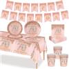 MORAINJAY 70 Pezzi Stoviglie Festa 70 Anni Oro Rosa