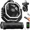 lollyes Ventilatore da Campeggio con Luce, Alimentazione a Batteria 20000mAh, Ventilatore Portatile Ricaricabile con Telecomando e Gancio Rotante a 360°, 4 Velocità per Interni, Viaggi, Camper (Nero)